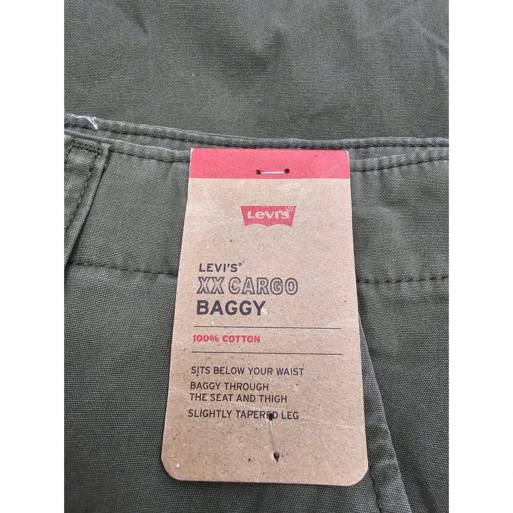 Levi's Mens XX Cargo Baggy Pants Green Cotton Relaxed Size 38x30